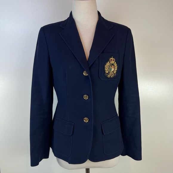 Ralph Lauren Jackets & Blazers - Ralph Lauren Jacket Womens 6 Navy Three Gold Buttons Preppy Blazer